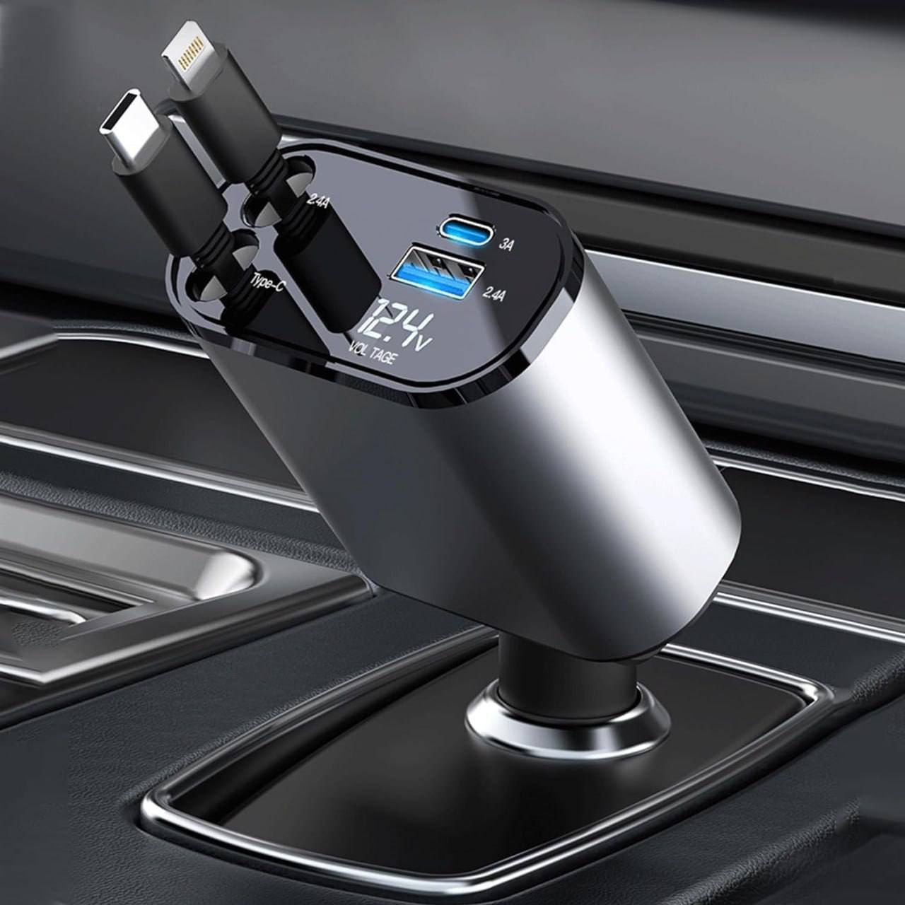 Retractable Car Charger | 4 in 1
