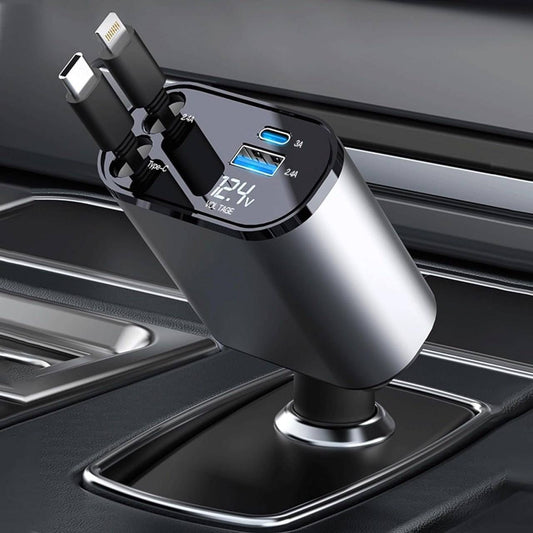 Retractable Car Charger | 4 in 1